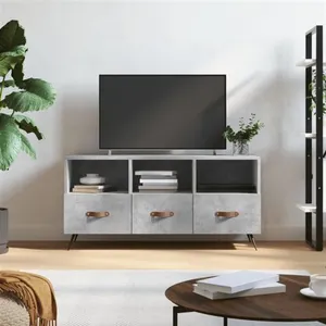 vidaXL Meuble TV gris béton 102x36x50 cm bois d'ingénierie pas cher