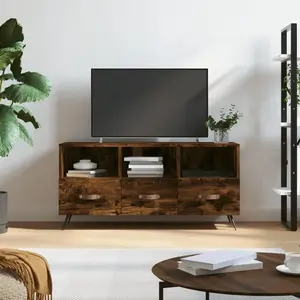 vidaXL Meuble TV chêne fumé 102x36x50 cm bois d'ingénierie pas cher