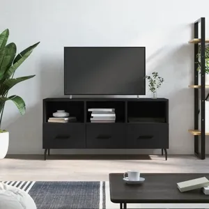 vidaXL Meuble TV noir 102x36x50 cm bois d'ingénierie pas cher