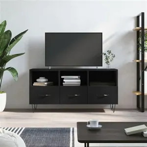 vidaXL Meuble TV noir 102x36x50 cm bois d'ingénierie pas cher