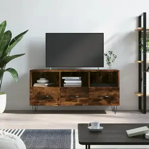 vidaXL Meuble TV chêne fumé 102x36x50 cm bois d'ingénierie pas cher
