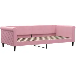 vidaXL Vidaxl Lit De Repos Rose 90x200 Cm Velours pas cher