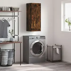 vidaXL Armoire murale chêne fumé 34,5x34x90 cm bois d'ingénierie pas cher