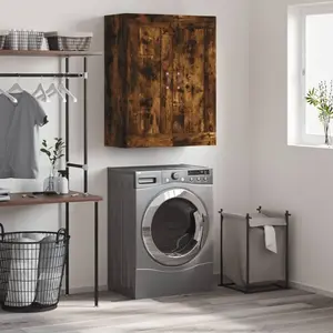 vidaXL Armoire murale chêne fumé 69,5x34x90 cm bois d'ingénierie pas cher