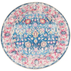 vidaXL Tapis lavable multicolore Ø 120 cm antidérapant pas cher