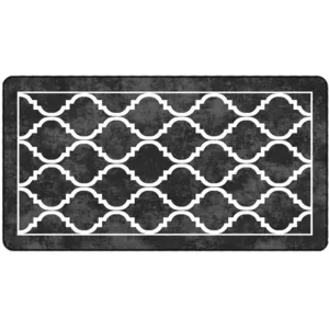 vidaXL Tapis lavable noir et blanc 80x150 cm antidérapant pas cher
