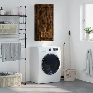 vidaXL Armoire murale chêne fumé 34,5x34x90 cm bois d'ingénierie pas cher