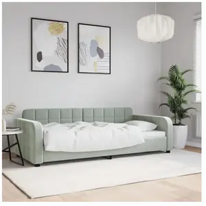 vidaXL Lit de repos sans matelas gris clair 90x200 cm velours pas cher