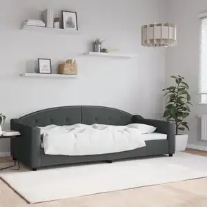 vidaXL Lit de jour gris foncé 90x200 cm tissu pas cher