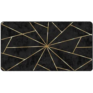 vidaXL Tapis lavable noir et doré 80x150 cm antidérapant pas cher