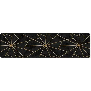 Comparateur de prix : vidaXL Tapis lavable noir et doré 80x300 cm antidérapant