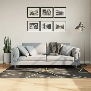 vidaXL Tapis lavable noir et doré 120x180 cm antidérapant pas cher