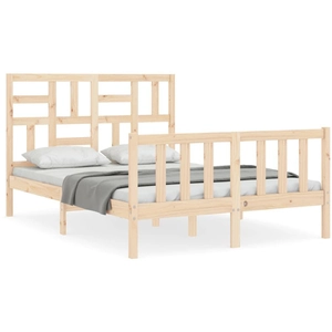 vidaXL Cadre de lit avec tête de lit 140x200 cm bois massif pas cher