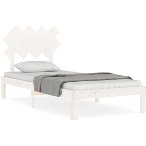 vidaXL Cadre de lit avec tête de lit blanc 90x200 cm bois massif pas cher