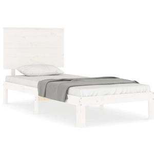 vidaXL Cadre de lit et tête de lit blanc 100x200 cm bois massif pas cher