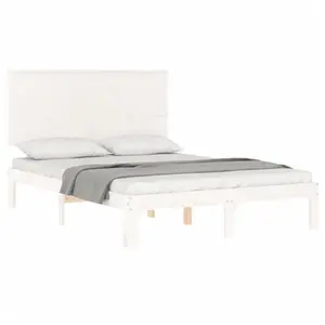 vidaXL Cadre de lit avec tête de lit blanc 120x200 cm bois massif pas cher