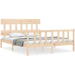 vidaXL Cadre de lit avec tête de lit 160x200 cm bois massif pas cher