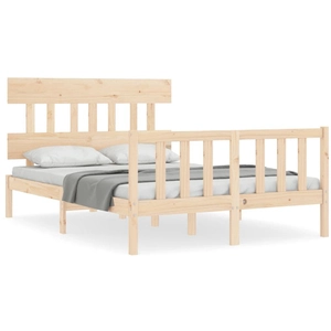 vidaXL Cadre de lit avec tête de lit 140x200 cm bois massif pas cher