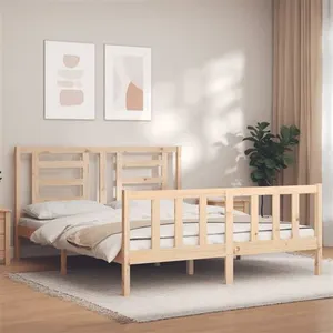 vidaXL Cadre de lit avec tête de lit 160x200 cm bois massif pas cher