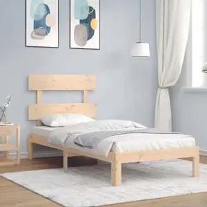 vidaXL Cadre de lit avec tête de lit 90x200 cm bois massif pas cher