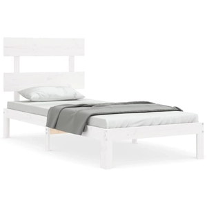 vidaXL Cadre de lit avec tête de lit blanc 90x200 cm bois massif pas cher