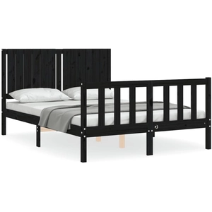 vidaXL Cadre de lit avec tête de lit noir 200x200 cm bois massif pas cher