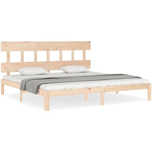 vidaXL Cadre de lit avec tête de lit 200x200 cm bois massif pas cher