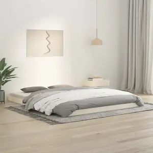 vidaXL Cadre de lit blanc 150x200 cm très grand bois de pin massif pas cher