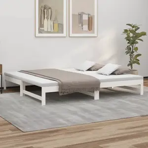vidaXL Lit coulissant Blanc 2x(100x200) cm Bois de pin massif