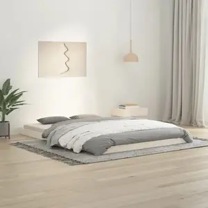 vidaXL Cadre de lit blanc 140x200 cm bois de pin massif pas cher