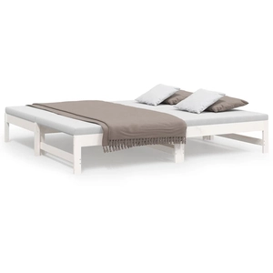 vidaXL Lit coulissant Blanc 2x(90x190) cm Bois de pin massif pas cher