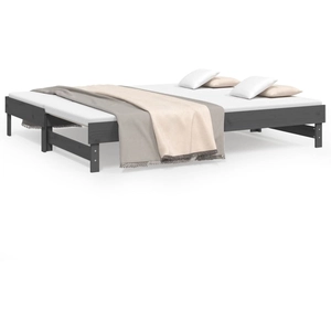 vidaXL Lit coulissant Gris 2x(90x190) cm Bois de pin massif pas cher