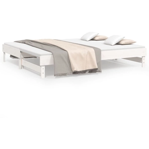 vidaXL Lit coulissant Blanc 2x(80x200) cm Bois de pin massif pas cher