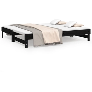 vidaXL Lit coulissant Noir 2x(100x200) cm Bois de pin massif pas cher