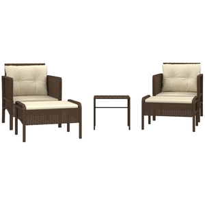 vidaXL Salon de jardin 5 pcs avec coussins Marron Résine tressée pas cher
