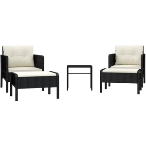 vidaXL Salon de jardin 5 pcs avec coussins Noir Résine tressée pas cher