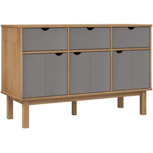 vidaXL Buffet OTTA Marron et gris 114x43x73,5 cm Bois massif pin pas cher