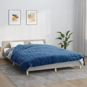 vidaXL Couverture lestée Bleu 200x225 cm 9 kg Tissu pas cher