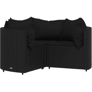 vidaXL Salon de jardin 4 pcs avec coussins Noir Résine tressée pas cher