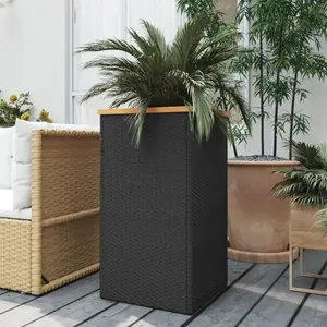 vidaXL Jardinière noir 40x40x80 cm résine tressée pas cher