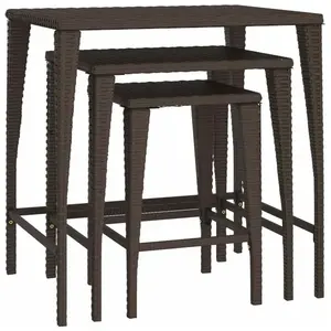Comparateur de prix : vidaXL Tables gigognes 3 pcs marron résine tressée