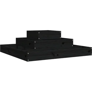 vidaXL Jardinière Noir 80x80x27 cm Bois massif de pin pas cher