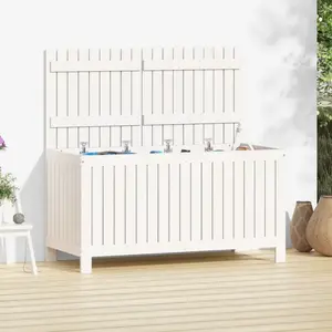 vidaXL Boîte de rangement de jardin Blanc 121x55x64 cm Bois de pin pas cher