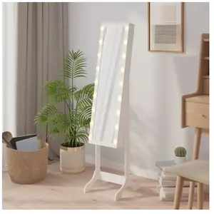 Comparateur de prix : vidaXL Miroir sur pied blanc avec LED blanc 34x37x146 cm