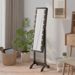 Comparateur de prix : vidaXL Miroir sur pied blanc avec LED noir 34x37x146 cm
