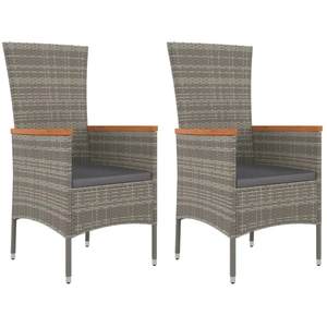 vidaXL Chaises de jardin avec coussins 4 pcs Résine tressée Gris pas cher