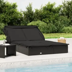 Comparateur de prix : vidaXL Transat 2 places avec toit pliable noir 213x118x97 cm