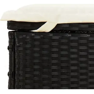 vidaXL Transat 2 places avec toit rond noir 211x112x140 cm pas cher