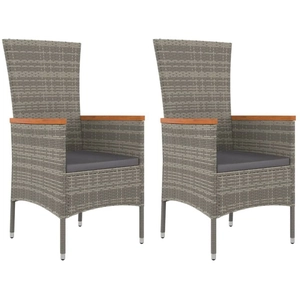 vidaXL Chaises de jardin avec coussins 2 pcs Résine tressée Gris pas cher