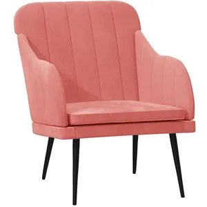 vidaXL Fauteuil Rose 63x76x80 cm Velours pas cher